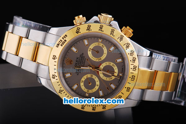 Rolex Daytona Oyster Perpetual Automatic Movement Two Tone with Gold Bezel and Grey Dial - Click Image to Close